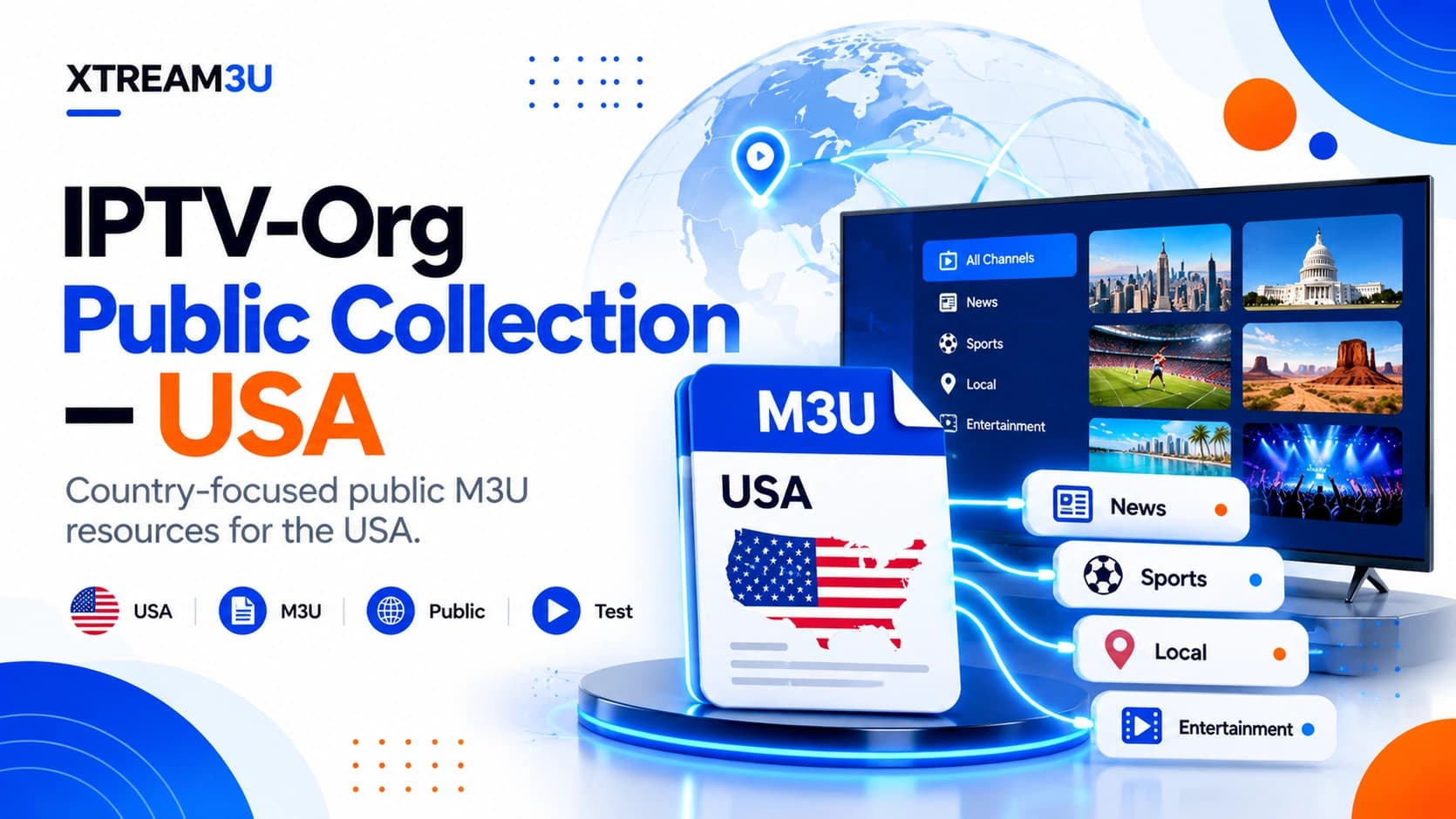 IPTV-Org Public Collection — USA — illustrated directory cover